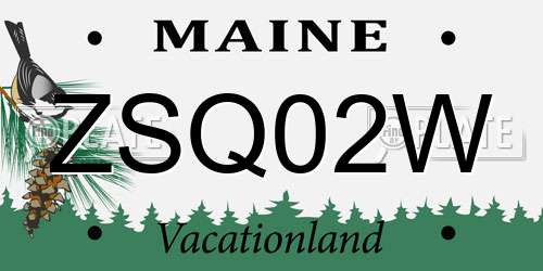ZSQ02W Maine License Plate