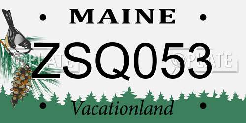 ZSQ053 Maine License Plate