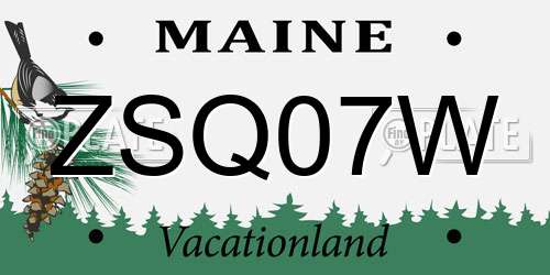 ZSQ07W Maine License Plate