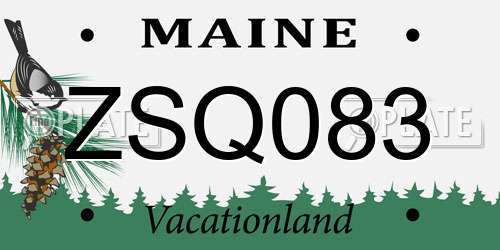ZSQ083 Maine License Plate