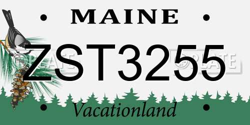 ZST3255 Maine License Plate