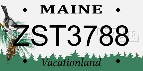 ZST3788 Maine License Plate