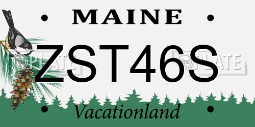ZST46S Maine License Plate