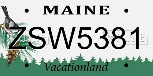 ZSW5381 Maine License Plate
