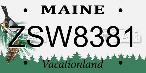 ZSW8381 Maine License Plate