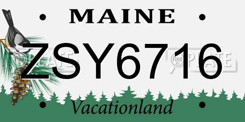 ZSY6716 Maine License Plate