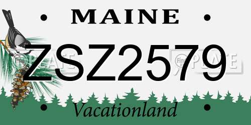 ZSZ2579 Maine License Plate