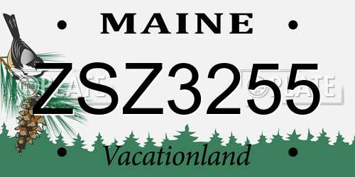 ZSZ3255 Maine License Plate