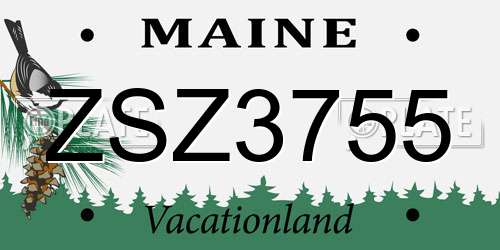 ZSZ3755 Maine License Plate