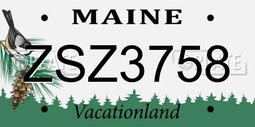 ZSZ3758 Maine License Plate
