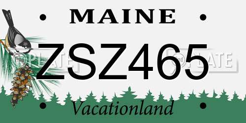 ZSZ465 Maine License Plate