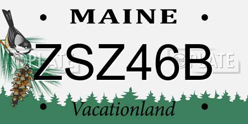 ZSZ46B Maine License Plate