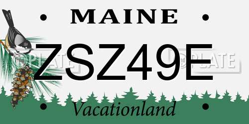 ZSZ49E Maine License Plate