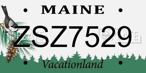 ZSZ7529 Maine License Plate