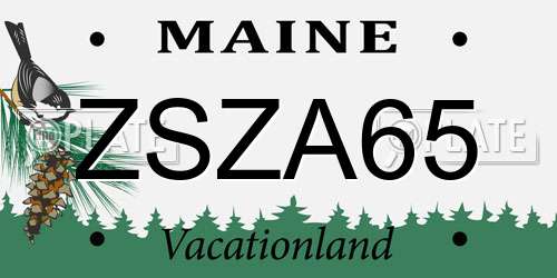 ZSZA65 Maine License Plate