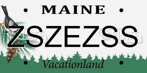 ZSZEZSS Maine License Plate
