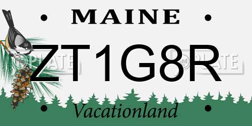 ZT1G8R Maine License Plate