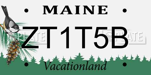 ZT1T5B Maine License Plate