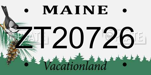ZT20726 Maine License Plate