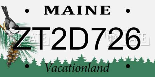 ZT2D726 Maine License Plate