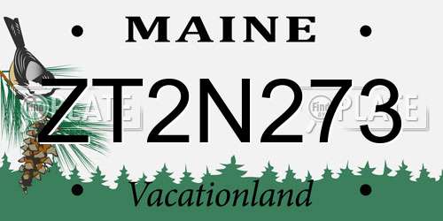 ZT2N273 Maine License Plate
