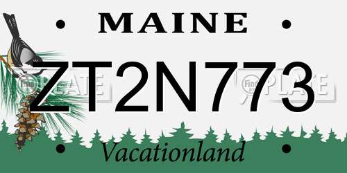 ZT2N773 Maine License Plate