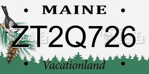 ZT2Q726 Maine License Plate