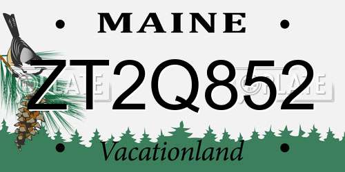 ZT2Q852 Maine License Plate