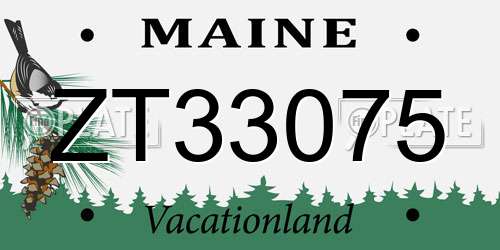 ZT33075 Maine License Plate