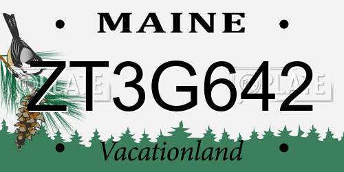 ZT3G642 Maine License Plate