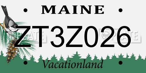 ZT3Z026 Maine License Plate