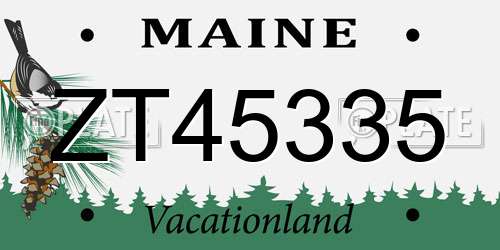 ZT45335 Maine License Plate