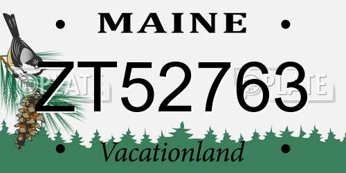 ZT52763 Maine License Plate
