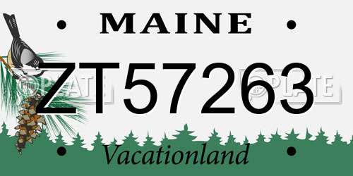 ZT57263 Maine License Plate