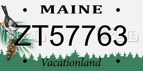 ZT57763 Maine License Plate