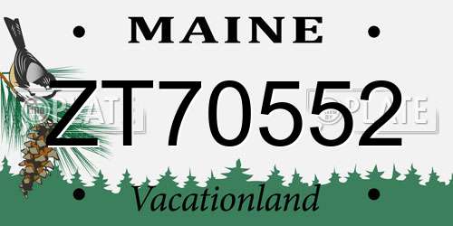 ZT70552 Maine License Plate