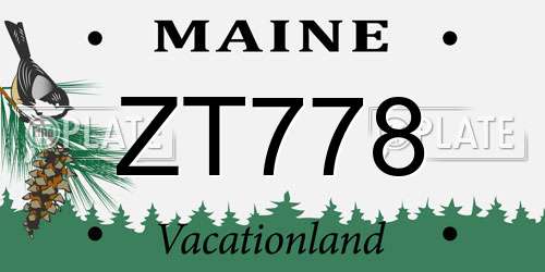 ZT778 Maine License Plate
