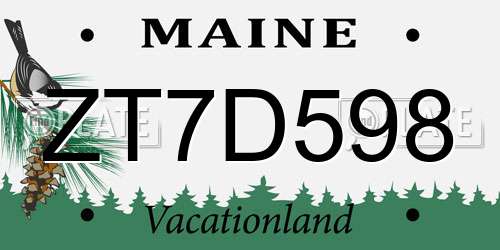 ZT7D598 Maine License Plate