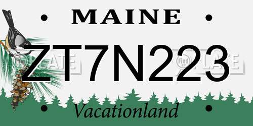 ZT7N223 Maine License Plate