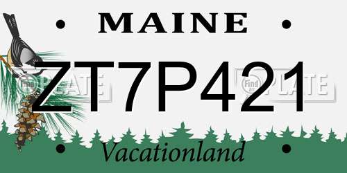 ZT7P421 Maine License Plate