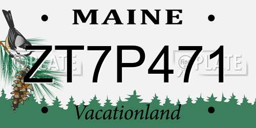 ZT7P471 Maine License Plate