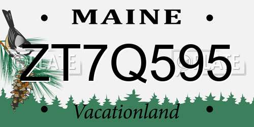 ZT7Q595 Maine License Plate