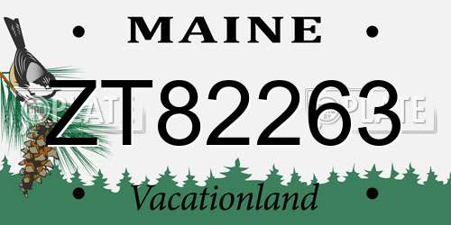 ZT82263 Maine License Plate