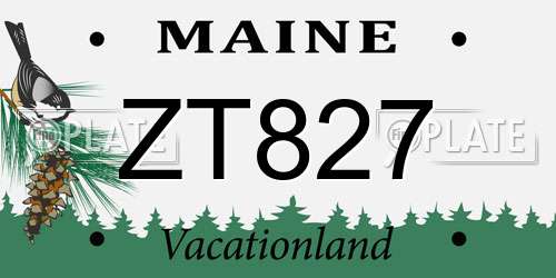ZT827 Maine License Plate