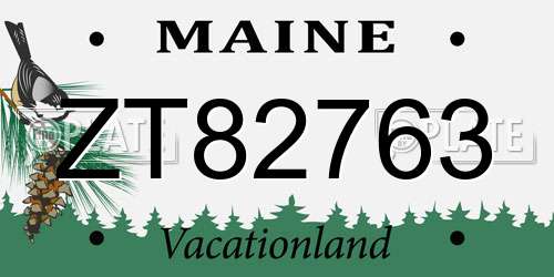 ZT82763 Maine License Plate