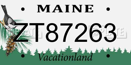 ZT87263 Maine License Plate