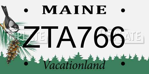 ZTA766 Maine License Plate