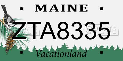 ZTA8335 Maine License Plate