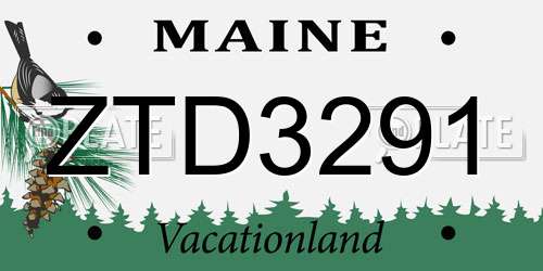 ZTD3291 Maine License Plate