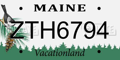 ZTH6794 Maine License Plate